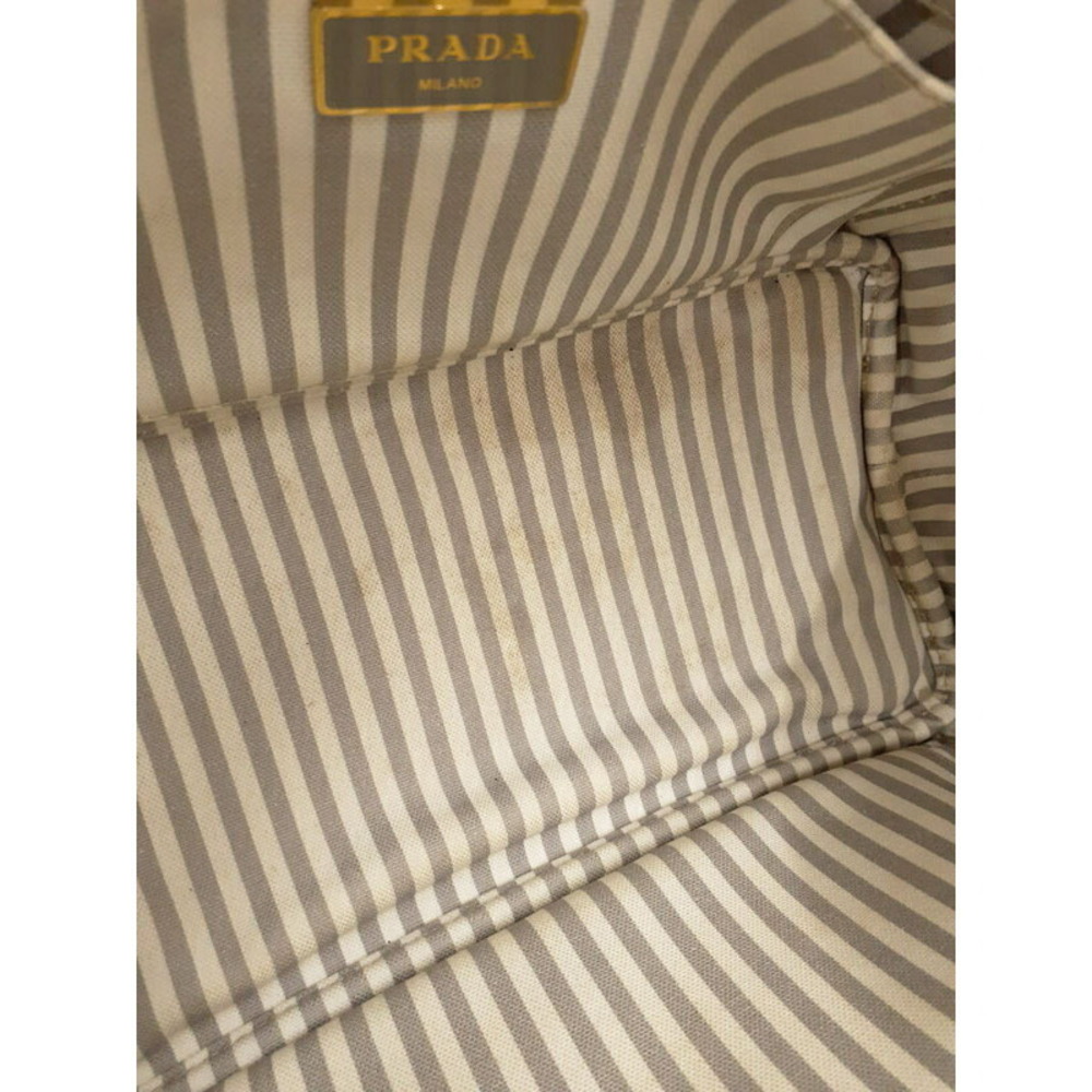 Prada Canapa 2way Tote Bag Canvas White - Picture 8 of 9